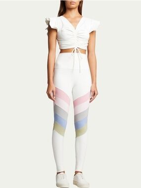 Port de Bras Rainbow High-Rise White Cropped Leggings